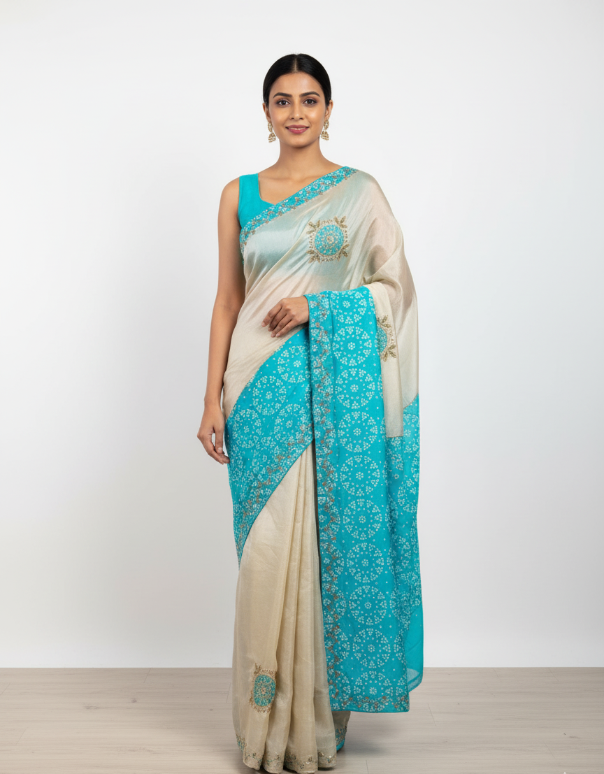 Aqua Blue Embroidery Work