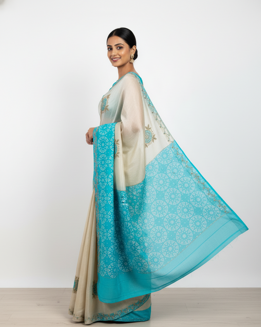 Aqua Blue Embroidery Work