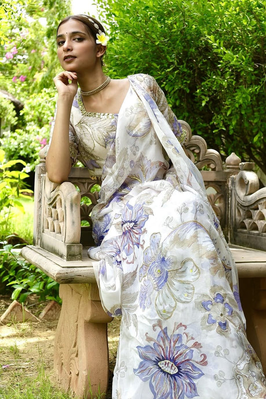 Floral print saree
